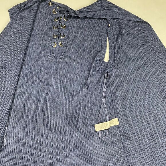 Chico's Open Front Long Cardigan Sz 2 (US 12/Large) Blue Periwinkle Sleeveless - Picture 7 of 11